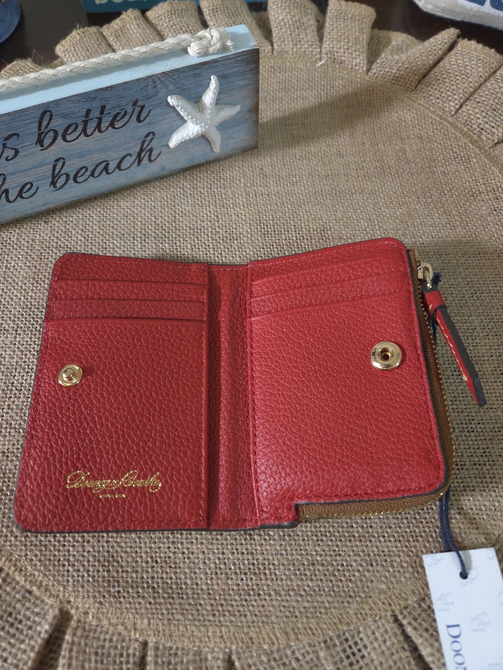NWT Dooney & Bourke Red Pebble Leather Slim Wallet - Picture 4 of 6